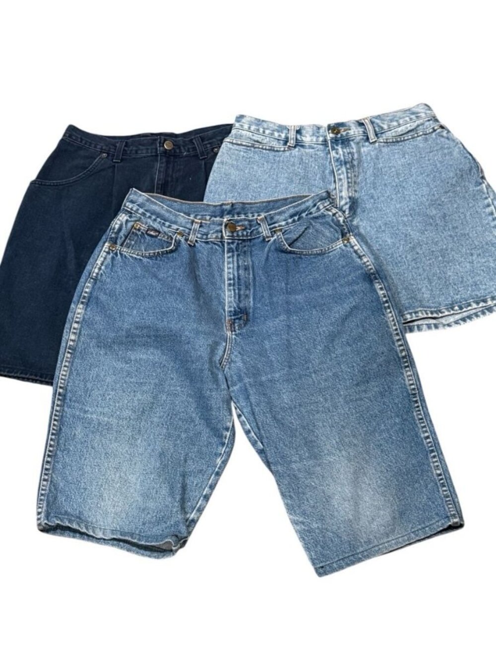 Vtg 90s set of 3 Womens sz M Blue Jean Shorts Jorts Chic Normcore Mom